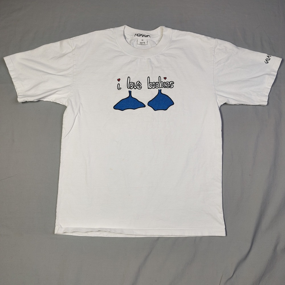 Nomada Galapagos I Love Boobies T-Shirt White Blue Footed Booby Mens Small